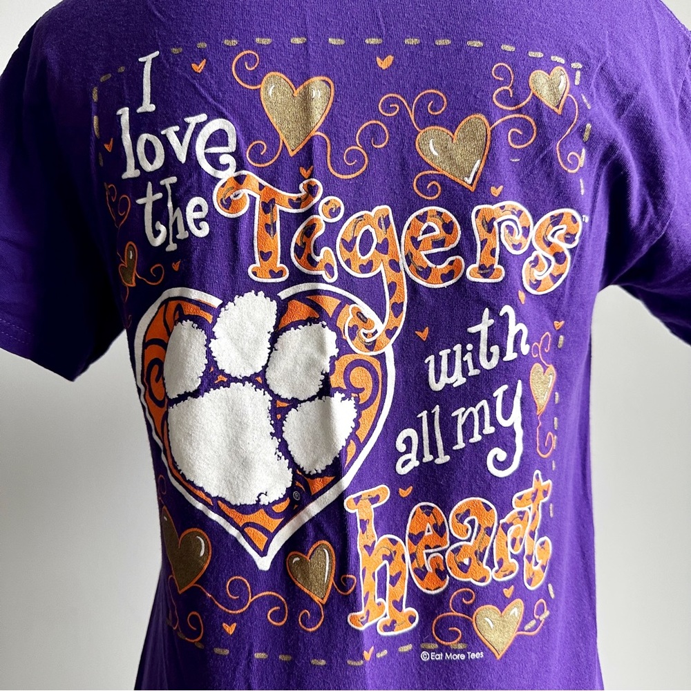 Clemson Tigers T-Shirt Womens Small I Love the Tigers With All My Heart Purple